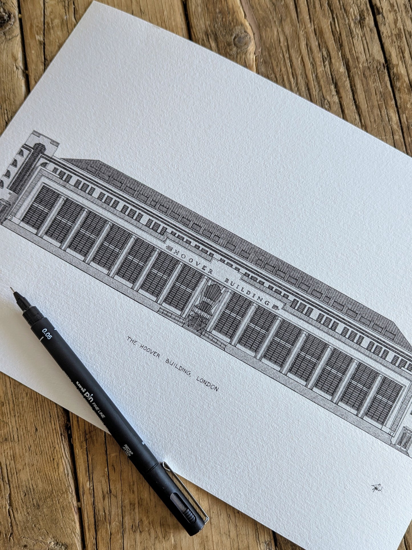 architectural illustration of The Hoover Building in Perivale, London