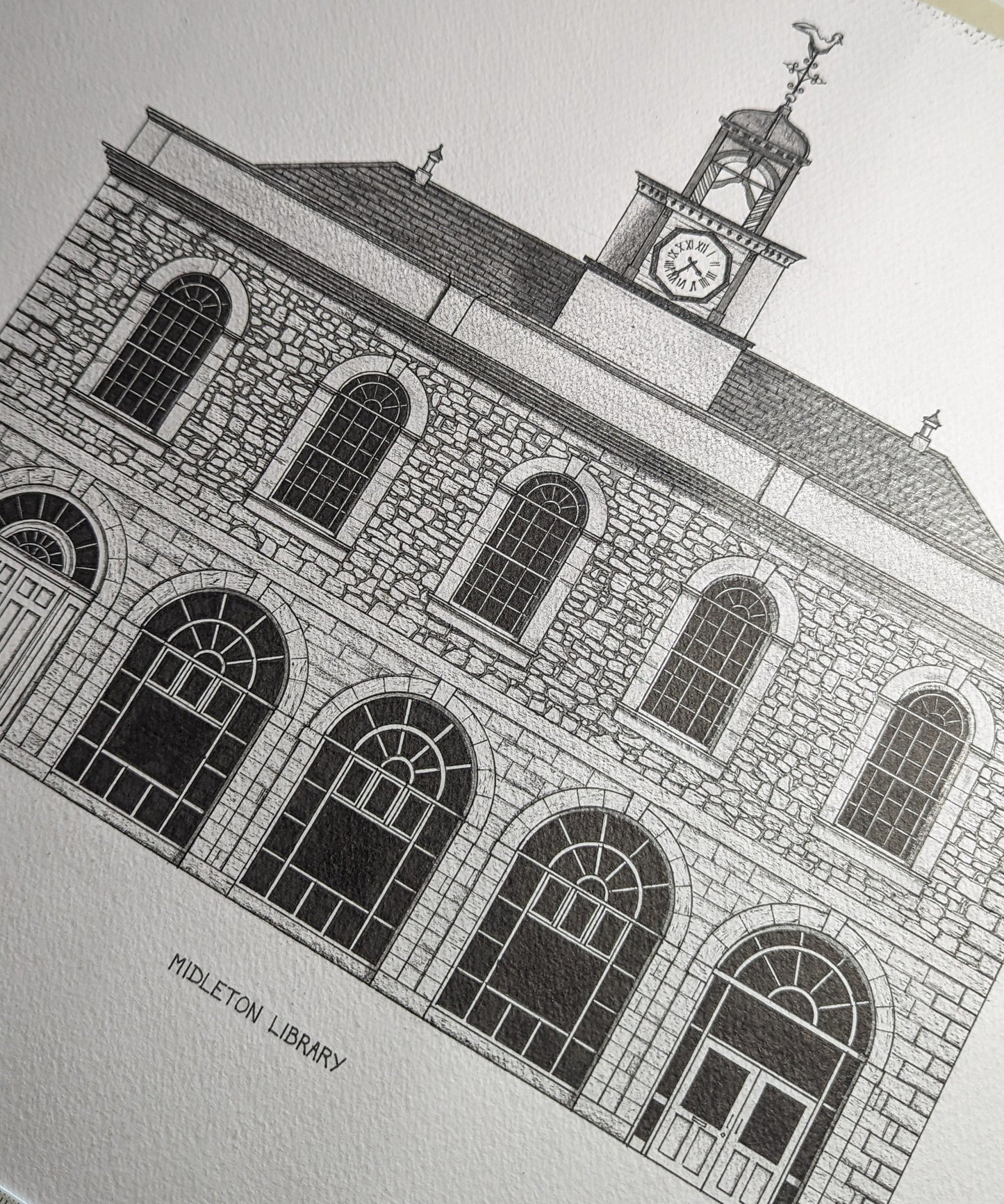 Hand-sketch architectural illustration of The Midleton Library, Ireland