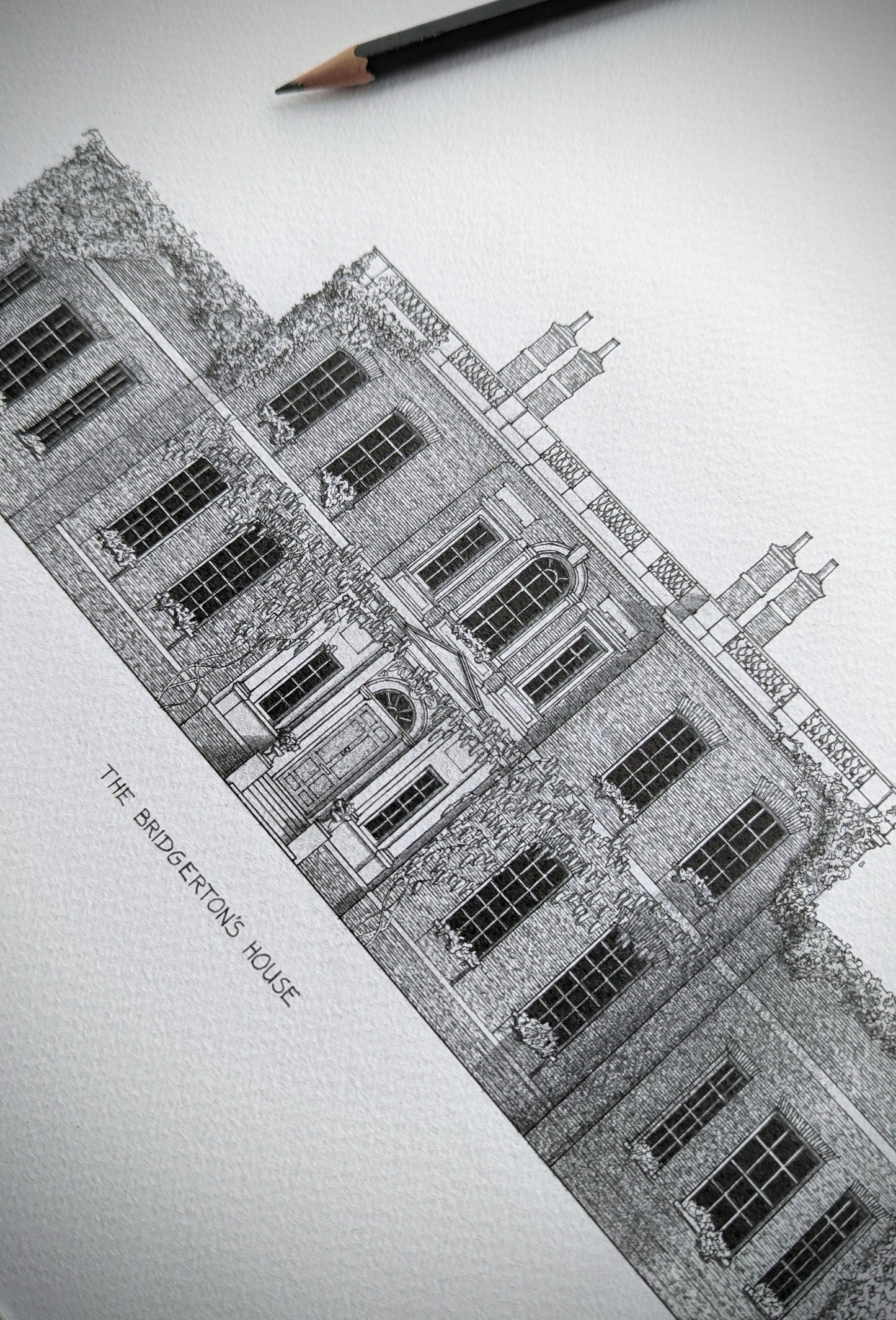 Hand-drawn architectural illustration of The Rangers House, Greenwich.