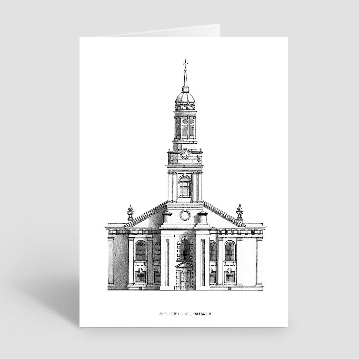 My drawing of St Alfege Church in Greenwich, London.