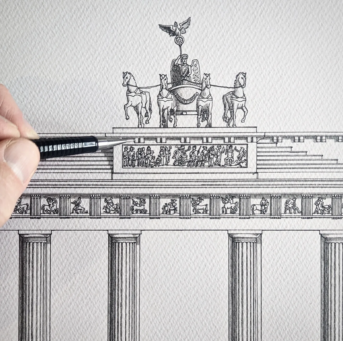 Detailed illustration of The Brandenburg Gate in berlin, Germany