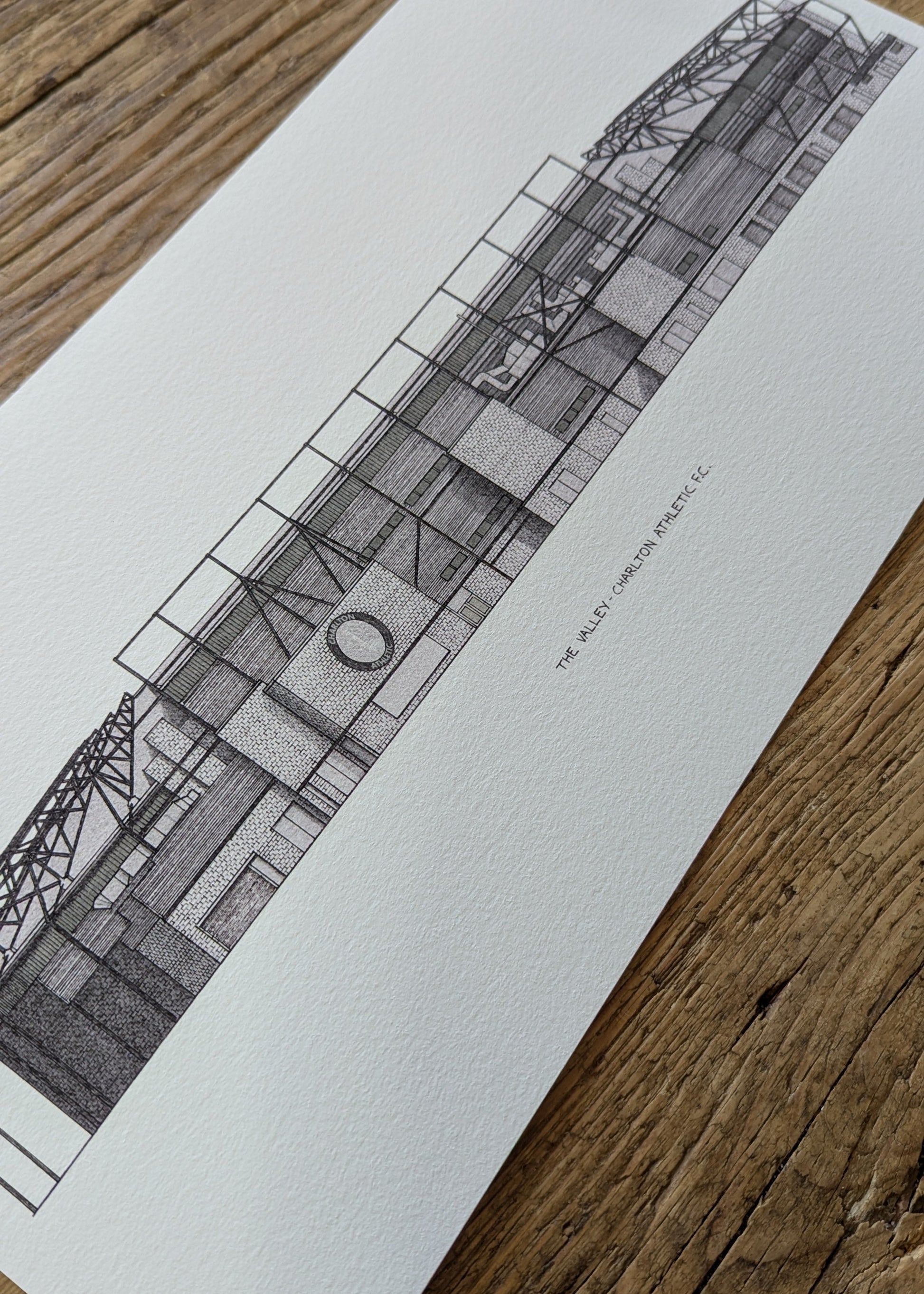 My drawing of Charlton Athletic Football Club - The Valley. Without colour.
