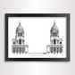 Hand-drawn architectural illustration of Old Royal Navy College in Greenwich