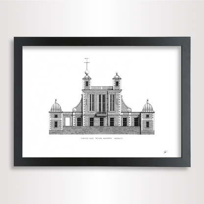Hand-drawn architectural illustration of The Royal Observatory in Greenwich