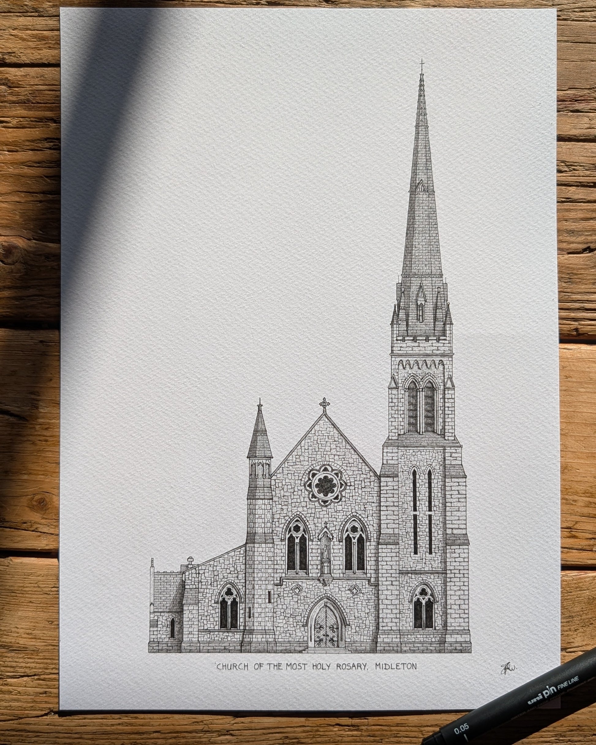 Sketch of Midleton Church.