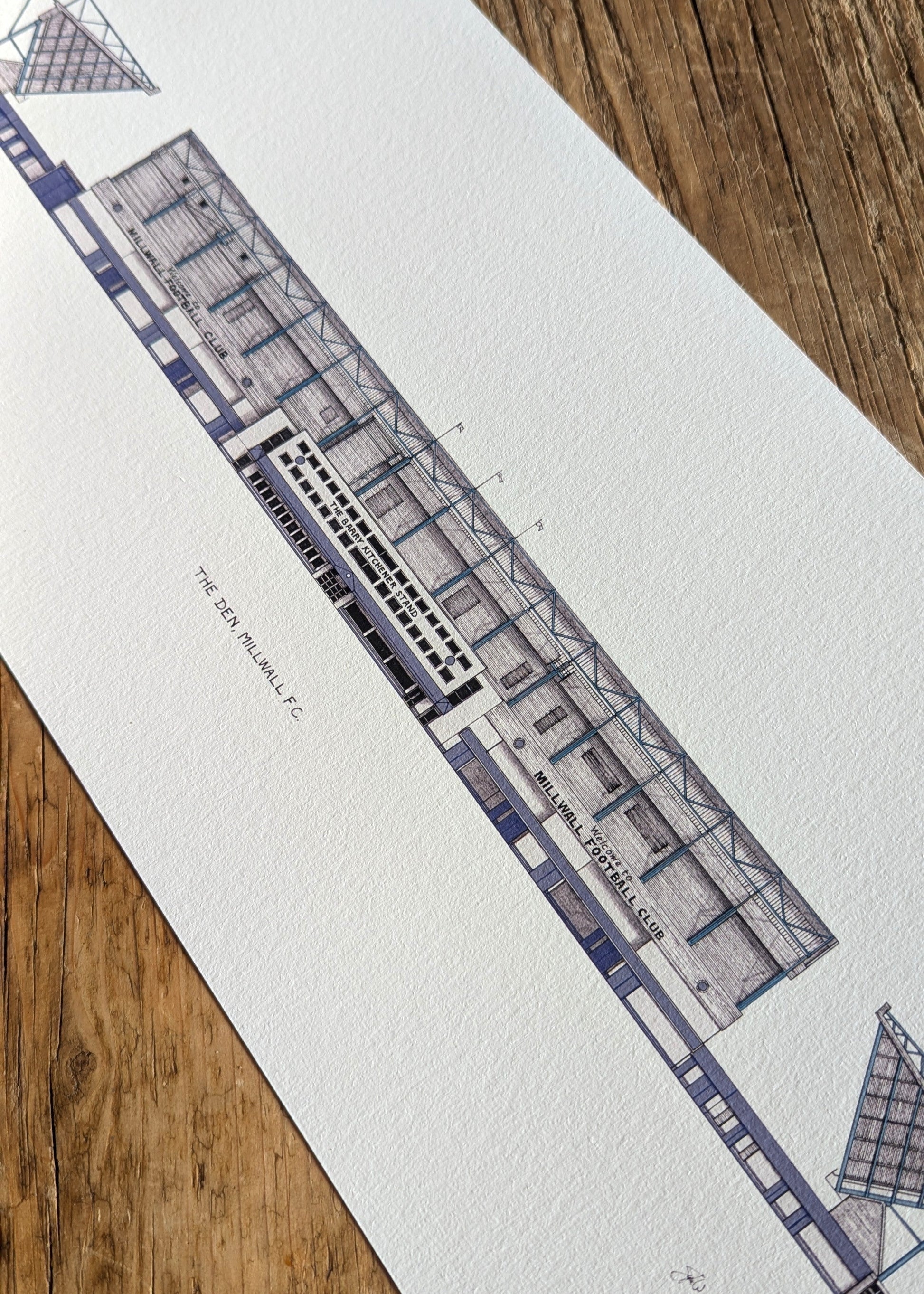 Drawing of The Den, home to Millwall Football Club