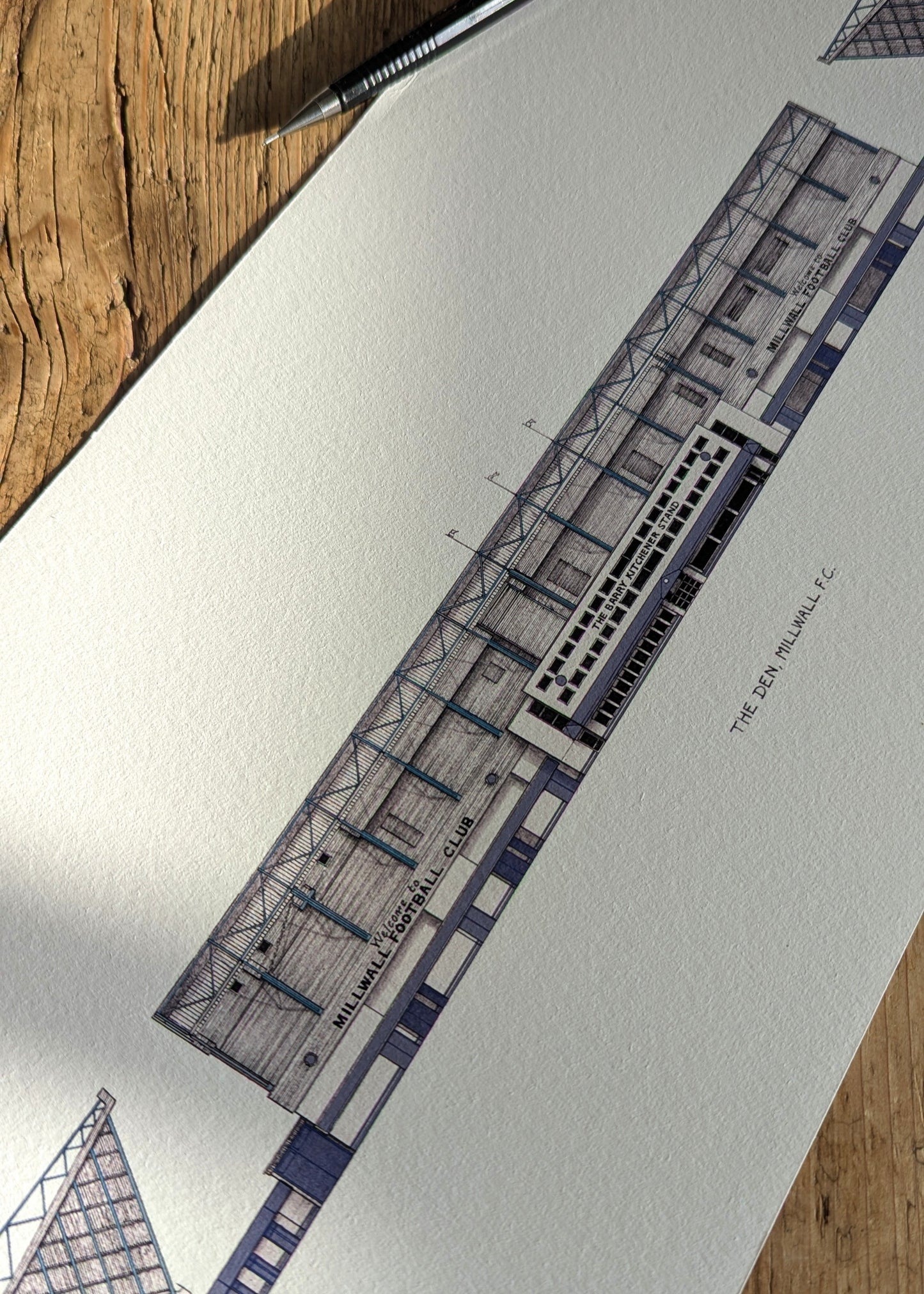 Sketch drawing of Millwall Football Club Stadium
