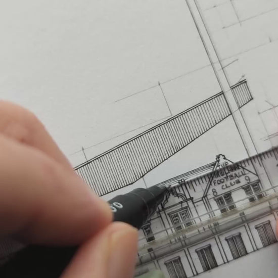 Sketch of Fulham F.C stadium Craven Cottage