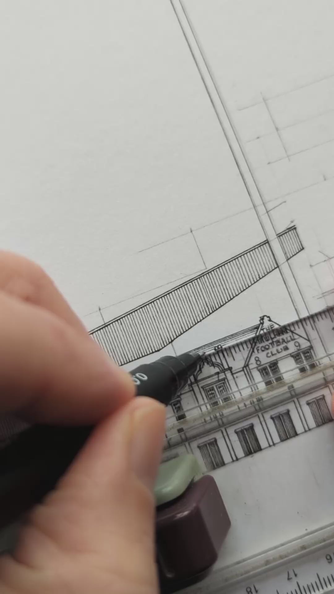 Sketch of Fulham F.C stadium Craven Cottage