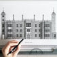 Hand-drawn architectural illustration of Charlton House in London