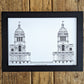 Hand sketched architectural illustration of Old Royal Navy College in Greenwich