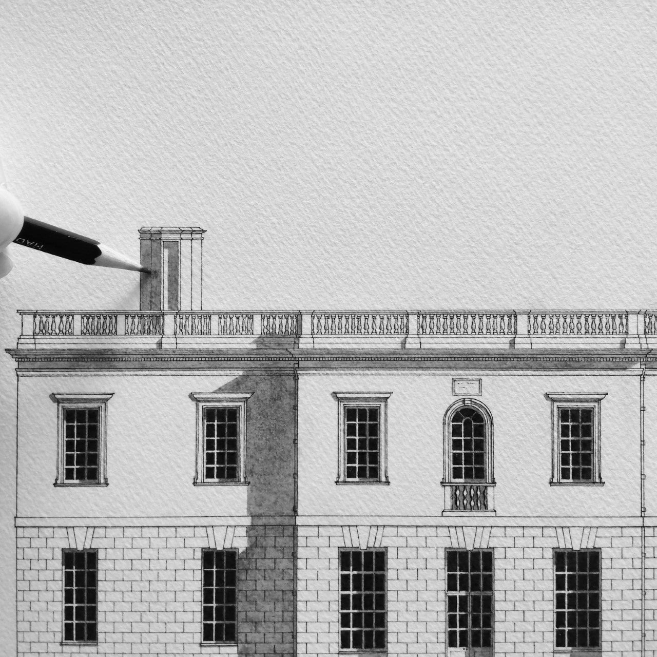 Architecture print of The Queens House in Greenwich, London.